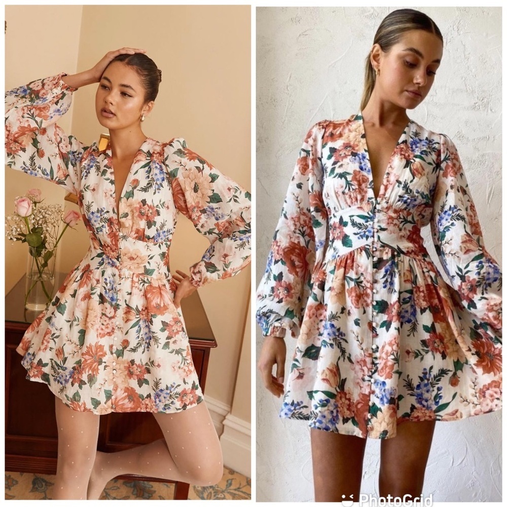 Sofia CAPRI LONG SLEEVE MINI DRESS in Botanical New with Tags!